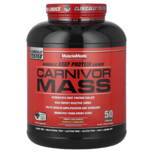 MuscleMeds Carnivor™ Mass Ganho de Proteína Anabólica Caramelo de Baunilha 2.618 g (578 lb)