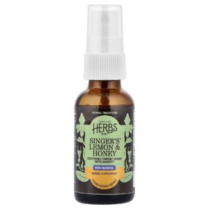 Herbs Etc. Spray Calmante para Garganta Cantor Sem Álcool Limão e Mel 30 ml (1 fl oz)