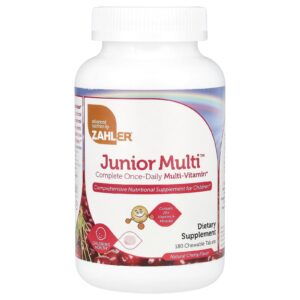 Zahler Júnior Multi™ Multivitamínico Completo Uma Vez ao Dia Cereja Natural 180 Comprimidos Mastigáveis