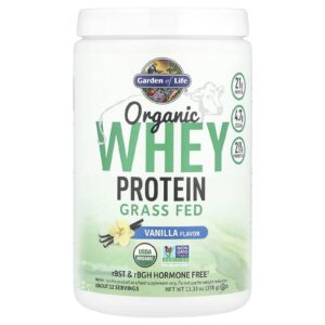Garden of Life Proteína Whey Orgânica Alimentada com Grama Baunilha 378 g (1333 oz)