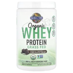 Garden of Life Proteína Whey Orgânica Alimentada com Grama Chocolate e Cacau 396 g (1396 oz)