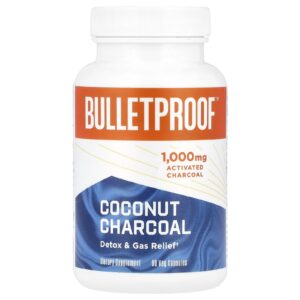 BulletProof Carvão Vegetal e Carvão Vegetal Detox e Alívio de Gases 90 Cápsulas Vegetais (500 mg por Cápsula)