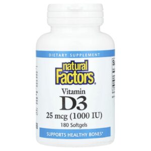 Natural Factors Vitamina D3 25 mcg (1.000 UI) 180 Cápsulas Softgel