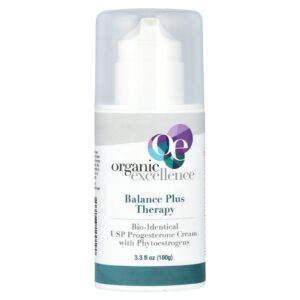 Organic Excellence Balance Plus Therapy Creme Bioidêntico de Progesterona USP com Fitoestrogênios 100 g (33 fl oz)