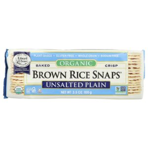 Edward & Sons Orgânico Snaps de Arroz Integral Assado em Grãos Integrais Simples sem Sal 100 g (35 oz)