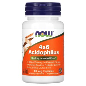 NOW Foods 4x6 Acidophilus 60 Cápsulas Vegetais