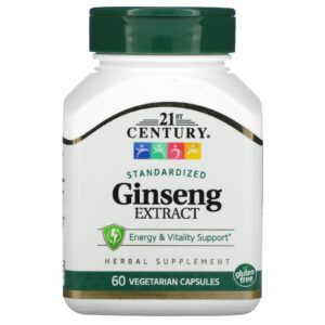 21st Century Extrato de Ginseng Padronizado 60 Cápsulas Vegetarianas (100 mg por Cápsula)
