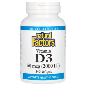 Natural Factors Vitamina D3 50 mcg (2.000 UI) 240 Cápsulas Softgel
