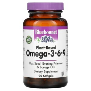 Bluebonnet Nutrition Ômega-3-6-9 à base de plantas 90 Cápsulas Softgel