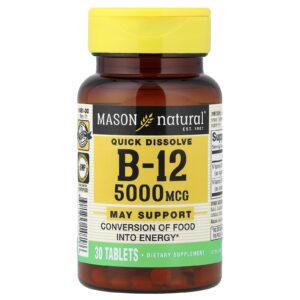 Mason Natural Dissolução Rápida Vitamina B12 5.000 mcg 30 Comprimidos