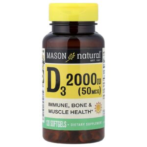 Mason Natural Vitamina D3 50 mcg (2.000 UI) 120 Cápsulas Softgel