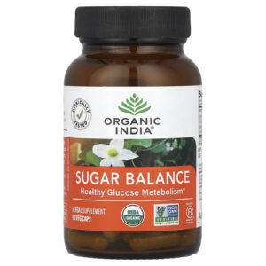 Organic India Balanço de Açúcar Metabolismo de Glicose Saudável 90 Cápsulas Vegetais