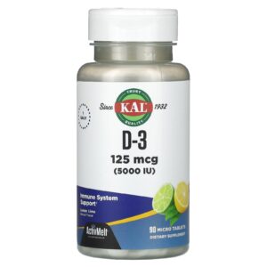 KAL D-3 Limão e Limão 125 mcg (5.000 UI) 90 Microcomprimidos