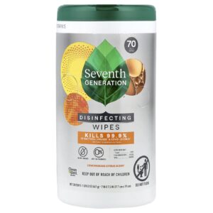 Seventh Generation Lenços Desinfetantes Cítricos e Capim-Limão 70 Lenços Umedecidos 461 g (1 lb 3 oz)