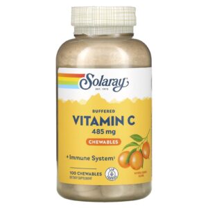 Solaray Vitamina C Mastigável Sabor Natural de Laranja 500 mg 100 Pastilhas