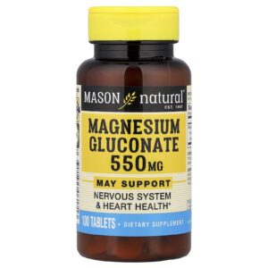 Mason Natural Gliconato de Magnésio 550 mg 100 Comprimidos