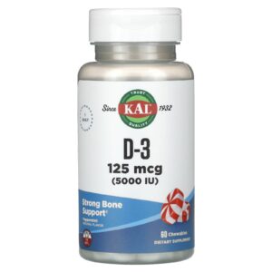 KAL D-3 Hortelã-Pimenta 125 mcg (5.000 UI) 60 Mastigáveis
