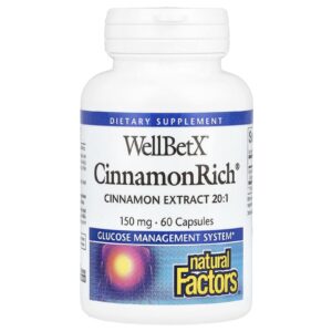 Natural Factors WellBetX® CinnamonRich® 150 mg 60 Cápsulas