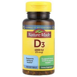 Nature Made Vitamina D3 25 mcg (1.000 UI) 100 Cápsulas Softgel