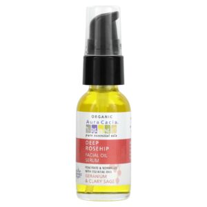 Aura Cacia Sérum Orgânico com Óleo Facial de Rosa Mosqueta Profunda Gerânio e Sálvia 30 ml (1 fl oz)