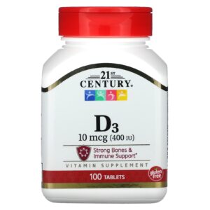 21st Century Vitamina D3 10 mcg (400 UI) 100 comprimidos