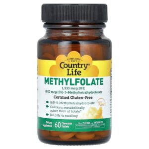 Country Life Metilfolato Laranja 1.333 mcg DFE 60 Comprimidos Mastigáveis