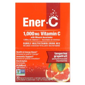 Ener-C Vitamina C Mistura para Bebidas Multivitamínicas Toranja Tangerina 1.000 mg 30 Pacotes 945 g (03 oz)