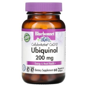 Bluebonnet Nutrition Ubiquinol Cellullar Active CoQ10 200 mg 60 Cápsulas Softgel Vegetais