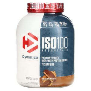 Dymatize ISO100® Hidrolisado 100% de Isolado de Proteína Whey Manteiga de Amendoim com Chocolate 23 kg (5 lb)