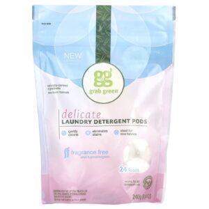 Grab Green Detergente para Lavar Roupas em Sachês Delicado Sem Perfume 24 Lavagens 240 g (84 oz)