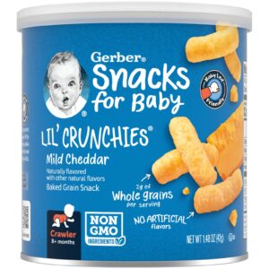 Gerber Petiscos para Bebês Crocantes Lil Petiscos de Grãos Assados Mais de 8 Meses Cheddar Suave 42 g (148 oz)