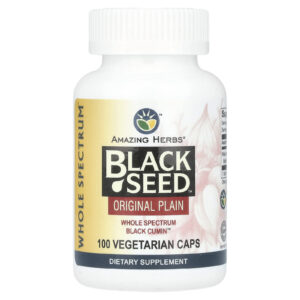 Amazing Herbs Black Seed™ Sem Sabor Original 100 Cápsulas Vegetarianas (475 mg por Cápsula)