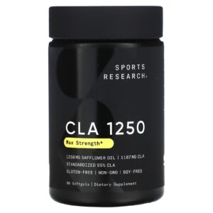 Sports Research CLA 1250 Potência Máxima 1.250 mg 90 Cápsulas Softgel