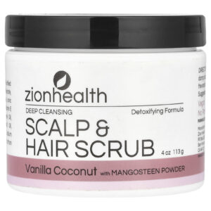 Zion Health Esfoliante para Cabelo e Couro Cabeludo Baunilha e Coco 113 g (4 oz)