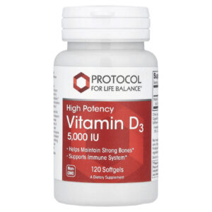 Protocol for Life Balance Vitamina D3 Alta Potência 5.000 UI 120 Cápsulas Softgel