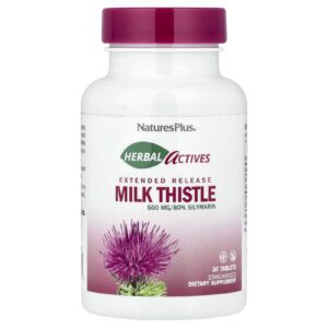 NaturesPlus Ativos à base de ervas Leite Thistle Liberação Prolongada 500 mg 30 tabletes