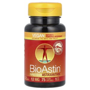 Nutrex Hawaii BioAstin Astaxanthin Havaiana 12 mg 75 Cápsulas Softgel Veganas