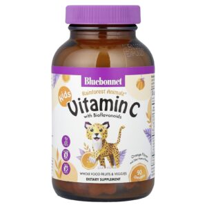 Bluebonnet Nutrition Rainforest Animalz® Vitamina C com Bioflavonoides Laranja 90 Cápsulas Mastigáveis