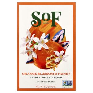 SoF Mel em Flor de Laranja Sabonete Francês Moído em Barra com Manteiga de Karité Orgânica 170 g (6 oz)