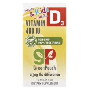 GreenPeach Bebês e Crianças + Adultos Vitamina D3 400 UI 10 ml (034 fl oz)