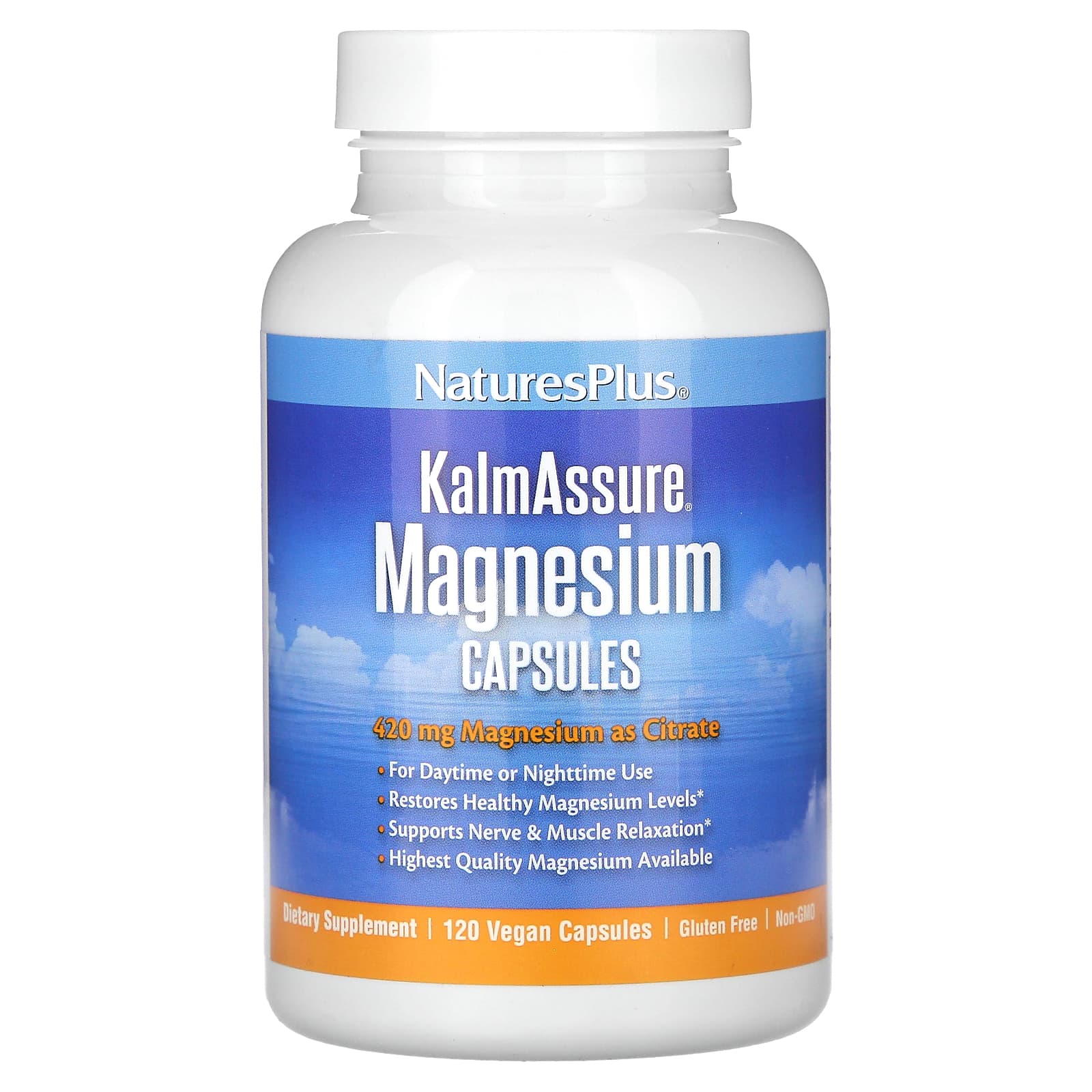 NaturesPlus KalmAssure Magnésio 120 Cápsulas Veganas (105 mg por Cápsula)
