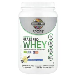 Garden of Life Sport Whey Certificado como Proveniente de Gado Criado no Pasto Baunilha 660 g (1 lb 728 oz)