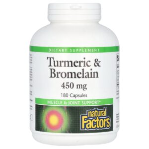 Natural Factors Cúrcuma e Bromelaína 450 mg 180 Cápsulas