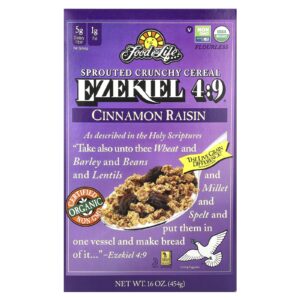 Food For Life Ezekiel 4:9 Cereal de Grãos Integrais em Broto Canela e Uva-Passa 16 oz (454 g)
