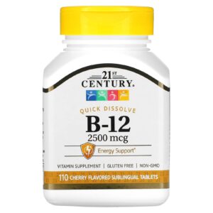 21st Century Vitamina B-12 Cereja 2.500 mcg 110 Comprimidos Sublinguais
