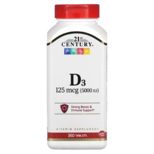 21st Century Vitamina D3 125 mcg (5.000 UI) 360 Comprimidos