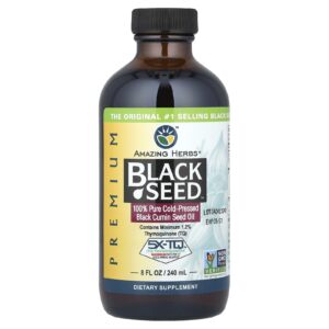 Amazing Herbs Premium Black Seed™ Óleo da Semente de Cominho Preto Prensado a Frio e 100% Puro 5 g 240 ml (8 fl oz)