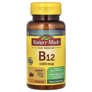 Nature Made B-12 Sublingual Cereja 1.000 mcg 50 Comprimidos