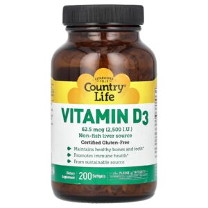 Country Life Vitamina D3 2500 I.U. 200 Softgels