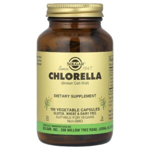 Solgar Chlorella (Parede Celular Quebrada) 100 Cápsulas Vegetais (520 mg por Cápsula)